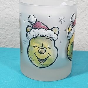 Disney Pooh 14oz Santa Claus Christmas Frosted Beverage Party Cup Glass